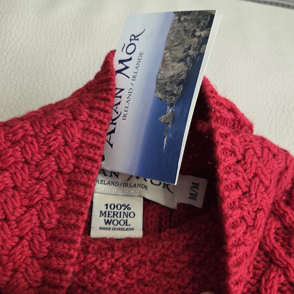 NWT - Aran Mor Women's 100% Merino Wool Polo Neck Sweater - Made In Ireland - M - Picture 8 of 11